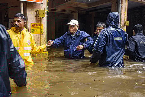 Evacuating people from flooded area